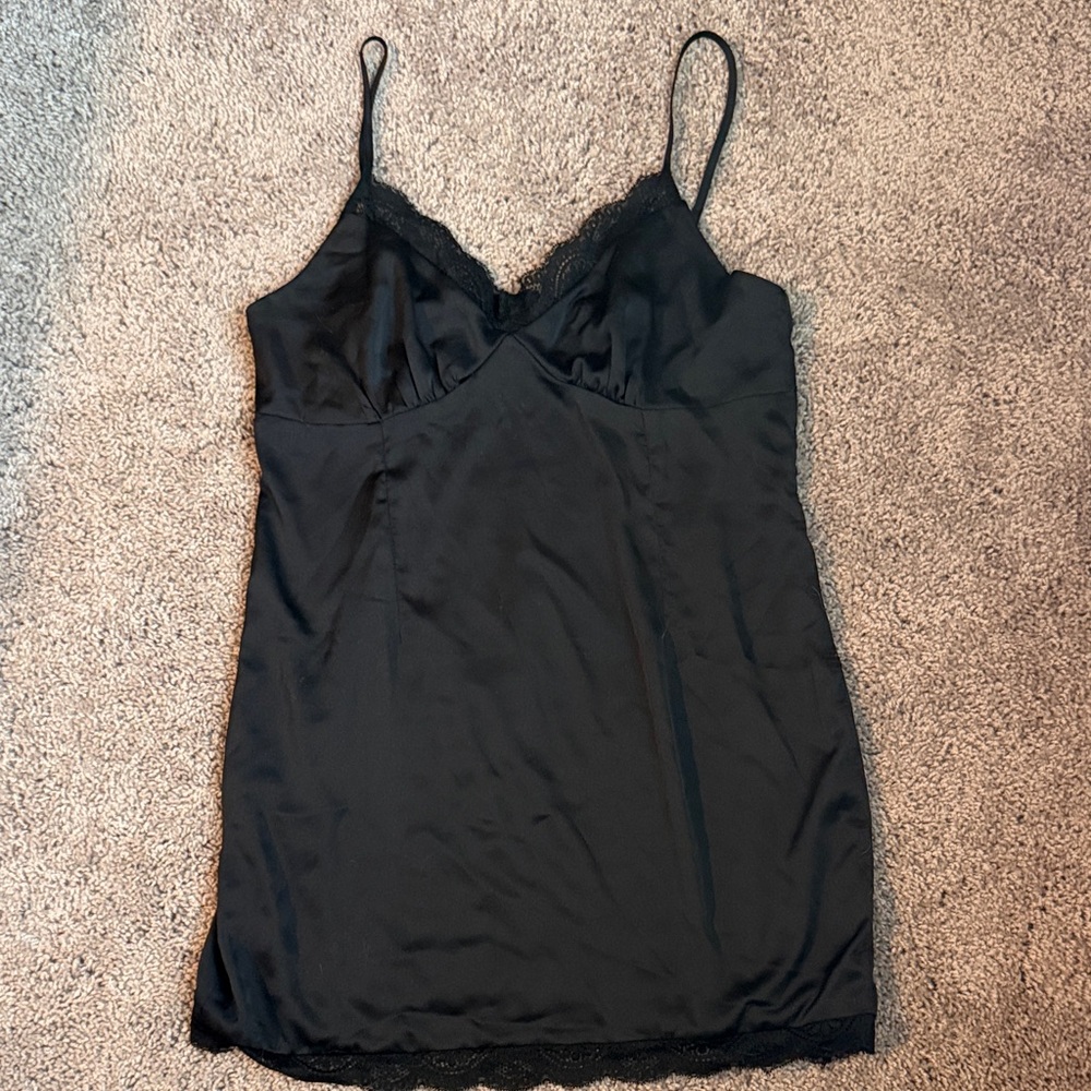 Princess Polly Black Satin Slip Mini Dress NWT